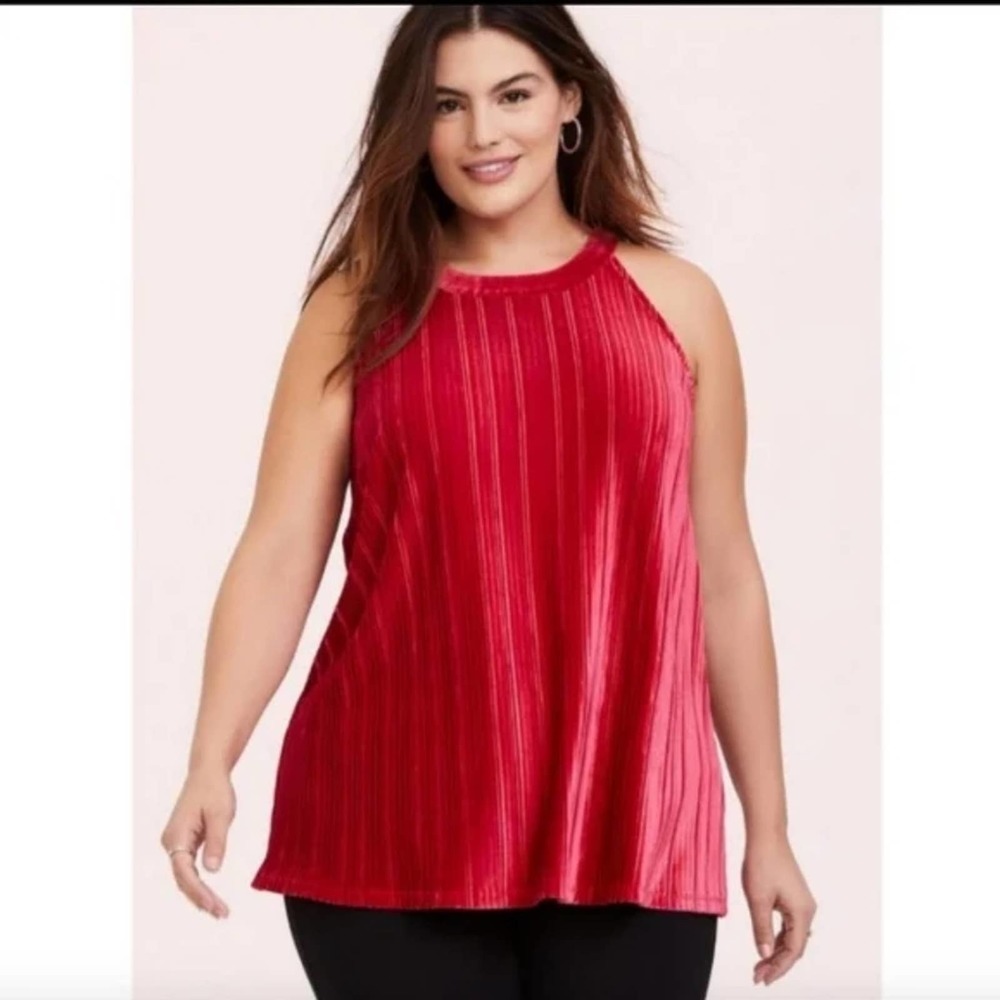 Torrid "red velvet pleated halter top tank top plus size 2X
